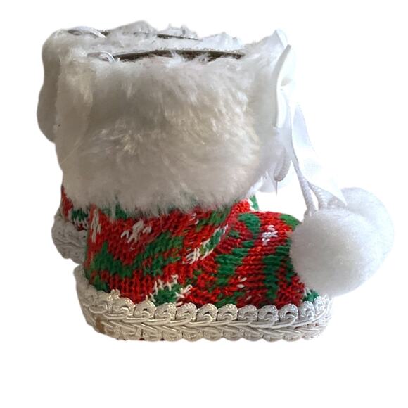 Christmas Set/4 Knit Booties Christmas Ornament 2 X 3 X 2" - Picture 2 of 7